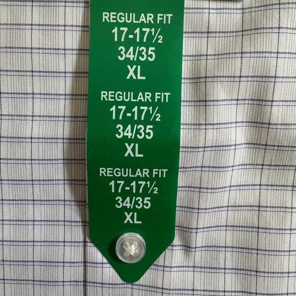 Calvin Klein Dress Shirt, Stretch, White/Blue Plaid, Neck, 17-17 1/2, 34/35, NWT - Picture 5 of 16
